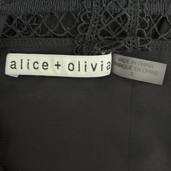 Alice + Olivia Glenda Square Neck Linen Blend Romper in Black - Size 0 - Picture 5 of 7